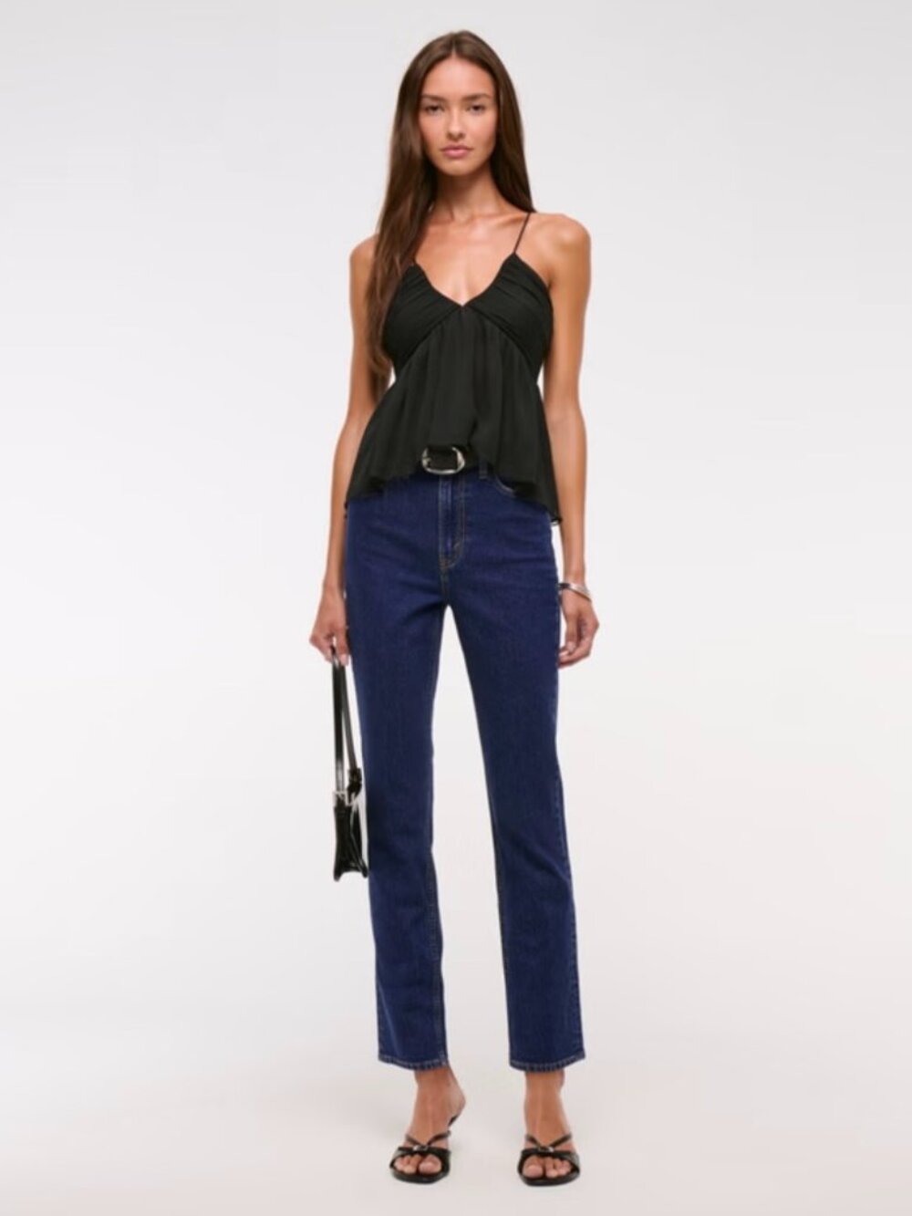 Abercrombie & Fitch Women's Ultra High Rise Ankle Straight Jean (Dark)